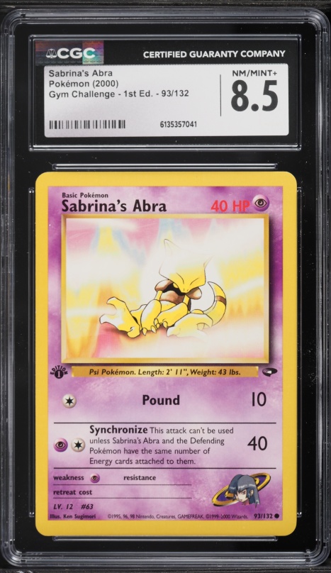2000 Pokemon Gym Challenge 1st Edition Sabrina's Abra #93 CGC 8.5 NM-MT+