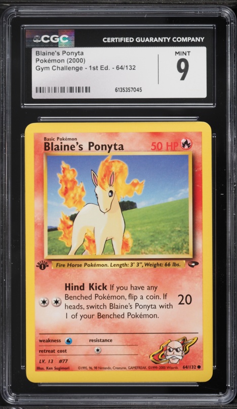 2000 Pokemon Gym Challenge 1st Edition Blaine's Ponyta #64 CGC 9 MINT