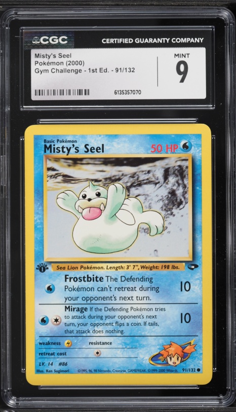 2000 Pokemon Gym Challenge 1st Edition Misty's Seel #91 CGC 9 MINT