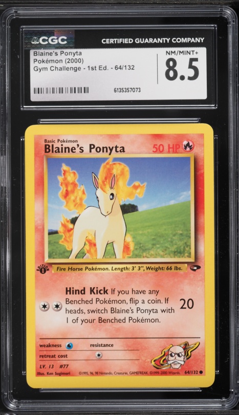2000 Pokemon Gym Challenge 1st Edition Blaine's Ponyta #64 CGC 8.5 NM-MT+