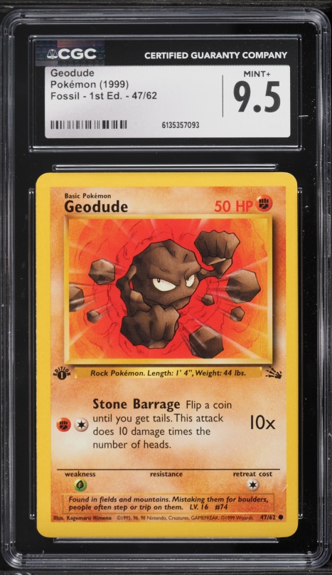 1999 Pokemon Fossil 1st Edition Shellder #54 CGC 9 MINT on