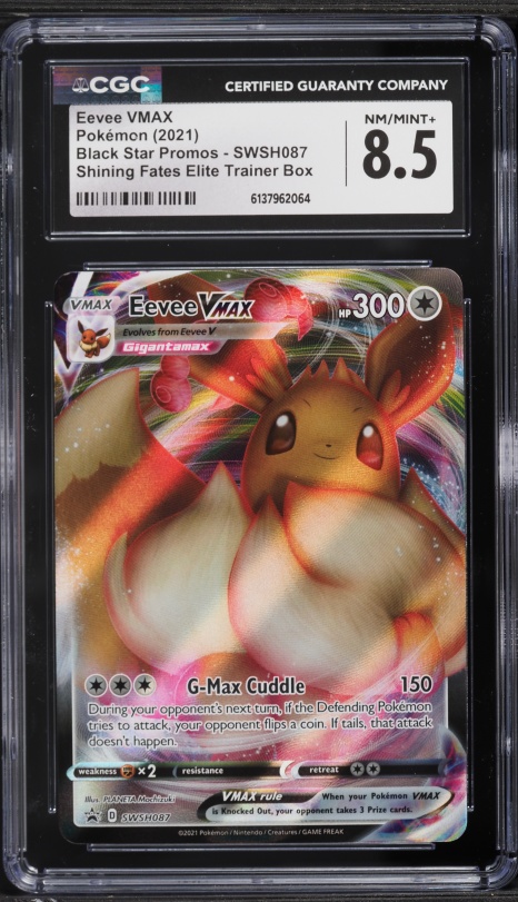 2021 Pokemon Sword & Shield Promo Shining Fates ETB Full Art Eevee VMAX #SWSH087 CGC 8.5 NM-MT+