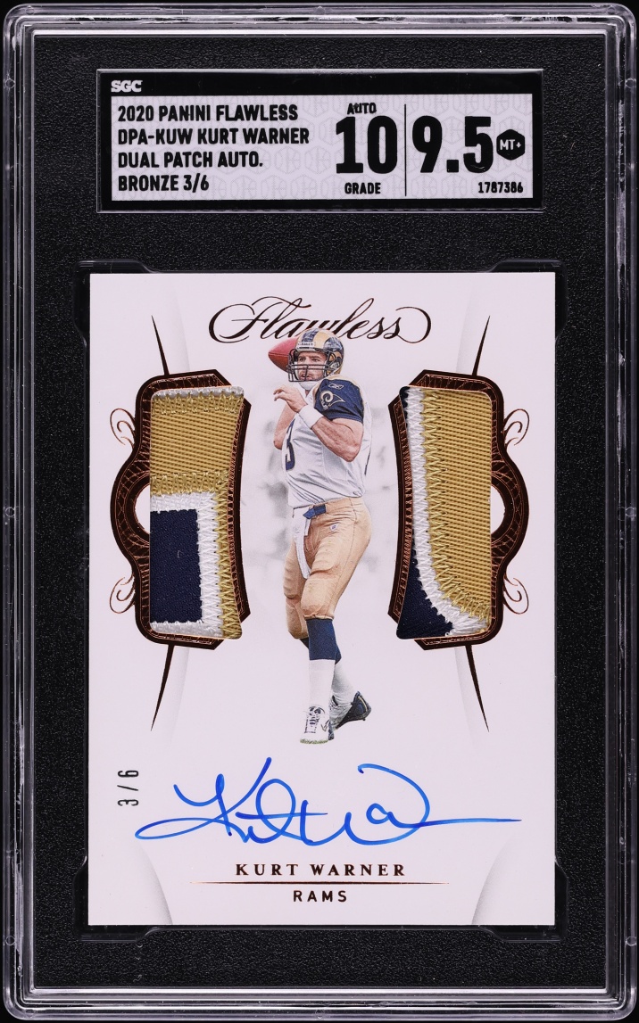 2020 Panini Flawless Bronze Kurt Warner PATCH AUTO /6 #DPA-KUW SGC 9.5 MINT+