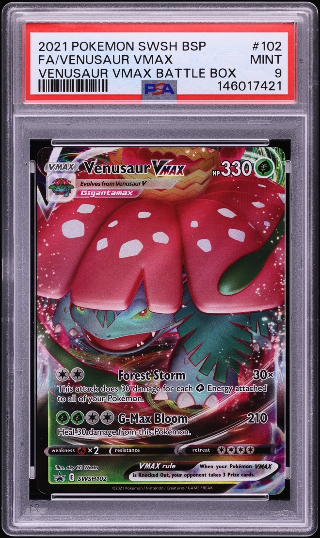2021 Pokemon Sword & Shield Promo Battle Box Full Art Venusaur VMAX #SWSH102 PSA 9 MINT