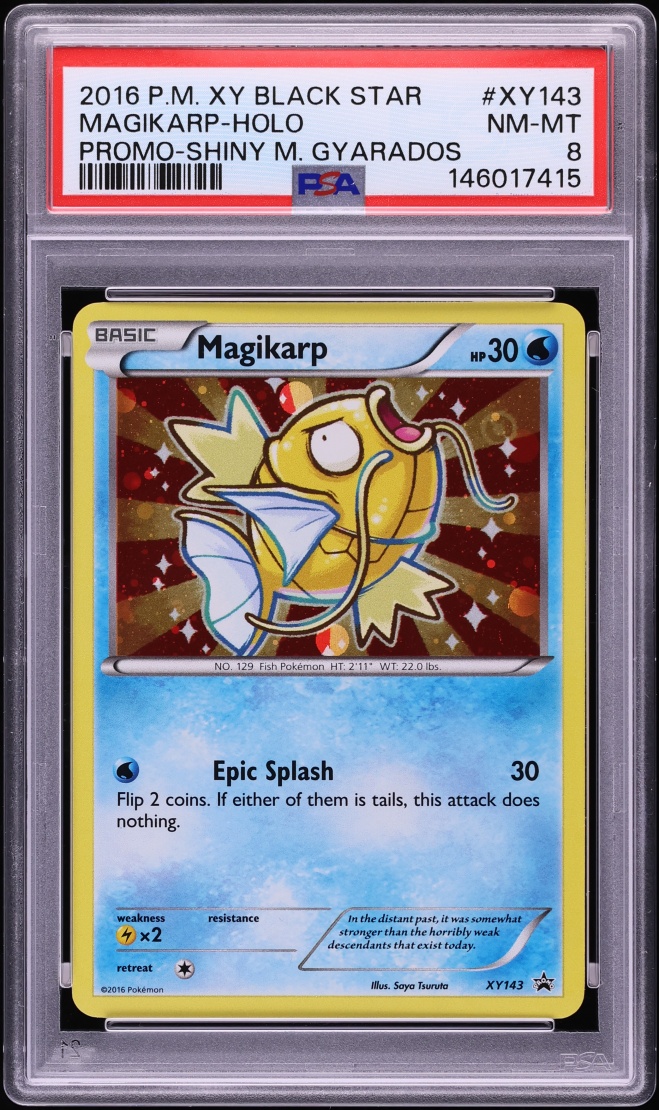 2016 Pokemon XY Black Star Promo Shiny Mega Gyarados Box Holo Magikarp #XY143 PSA 8 NM-MT