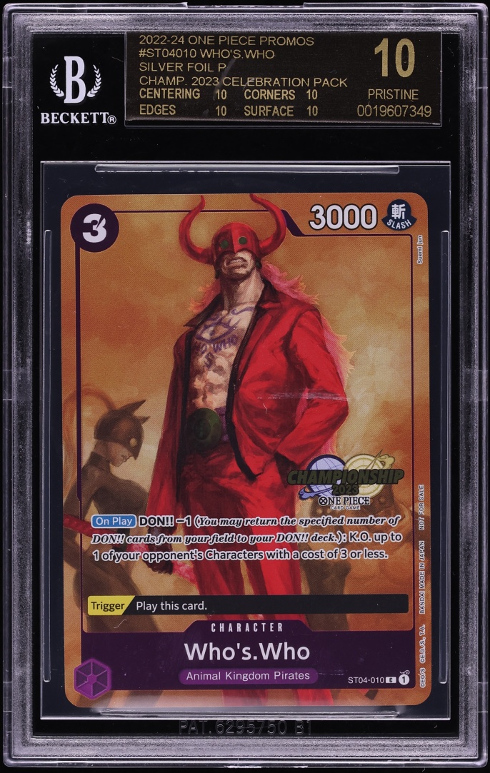 2022 One Piece Promo Championship Silver Foil Who's Who #ST04-010 BGS 10 PRISTINE