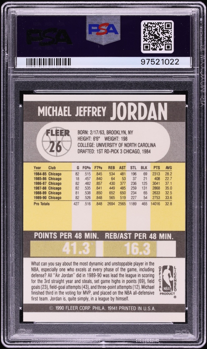 1990 Fleer Basketball Michael Jordan #26 PSA 10 GEM MINT
