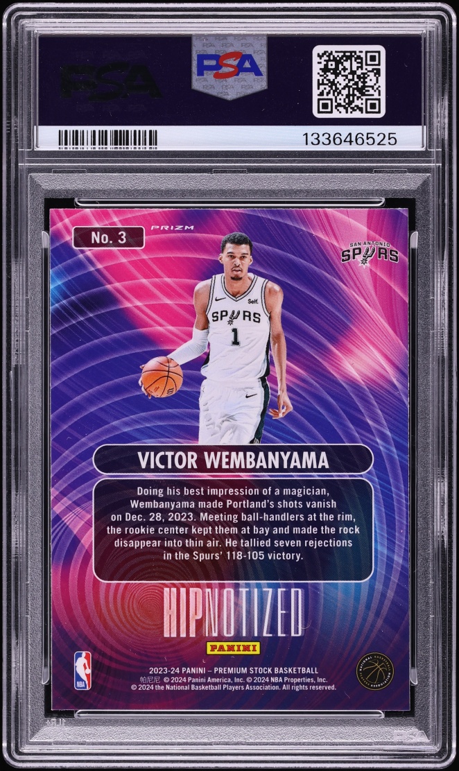 2023 Hoops Premium Stock Hipnotized Victor Wembanyama ROOKIE #3 PSA 10 GEM MINT