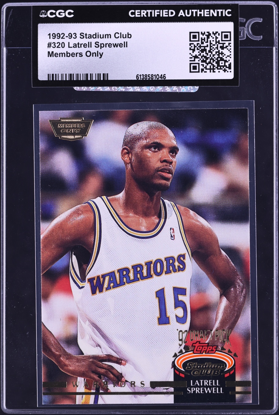 1992 Stadium Club Members Only Latrell Sprewell ROOKIE #320 CGC AUTH