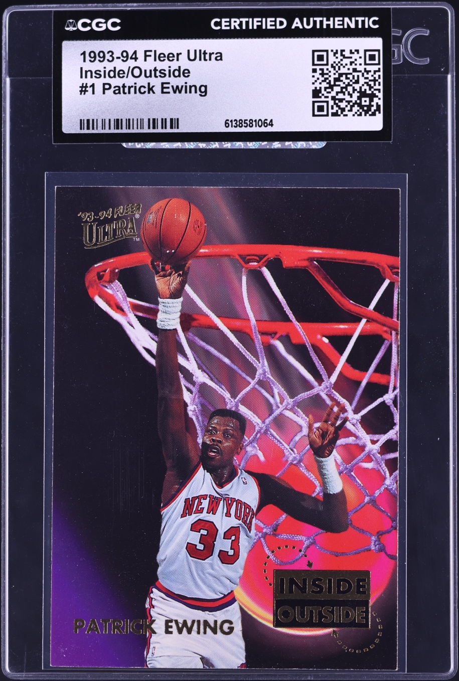 1993 Ultra Inside Outside Patrick Ewing #1 CGC AUTH