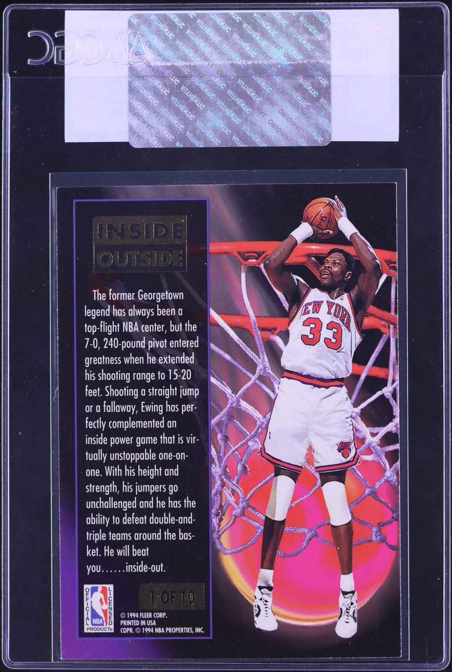 1993 Ultra Inside Outside Patrick Ewing #1 CGC AUTH