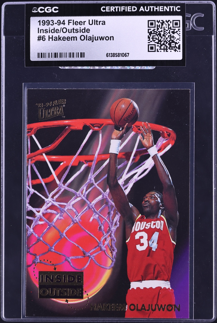 1993 Ultra Inside Outside Hakeem Olajuwon #6 CGC AUTH