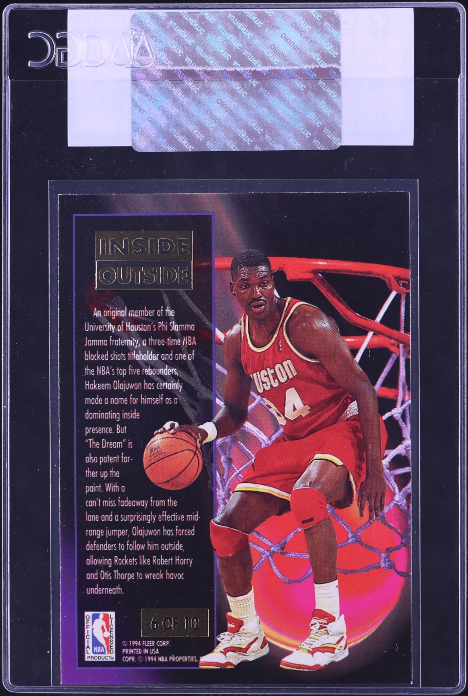 1993 Ultra Inside Outside Hakeem Olajuwon #6 CGC AUTH