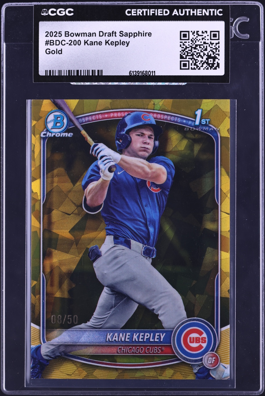 2025 Bowman Draft Chrome Sapphire Gold Kane Kepley PROSPECT /50 #BDC-200 CGC AUTH