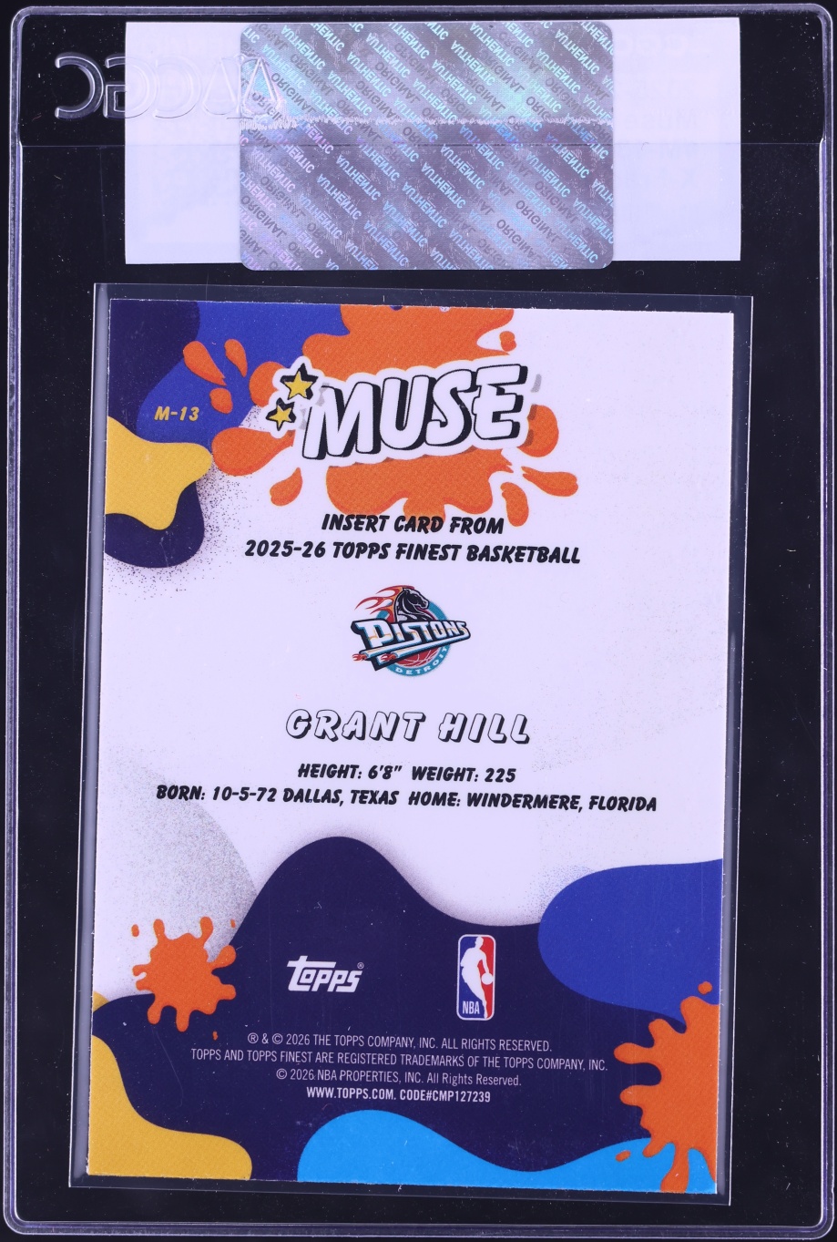 2025 Finest Muse Xfractor Grant Hill #M-13 CGC AUTH