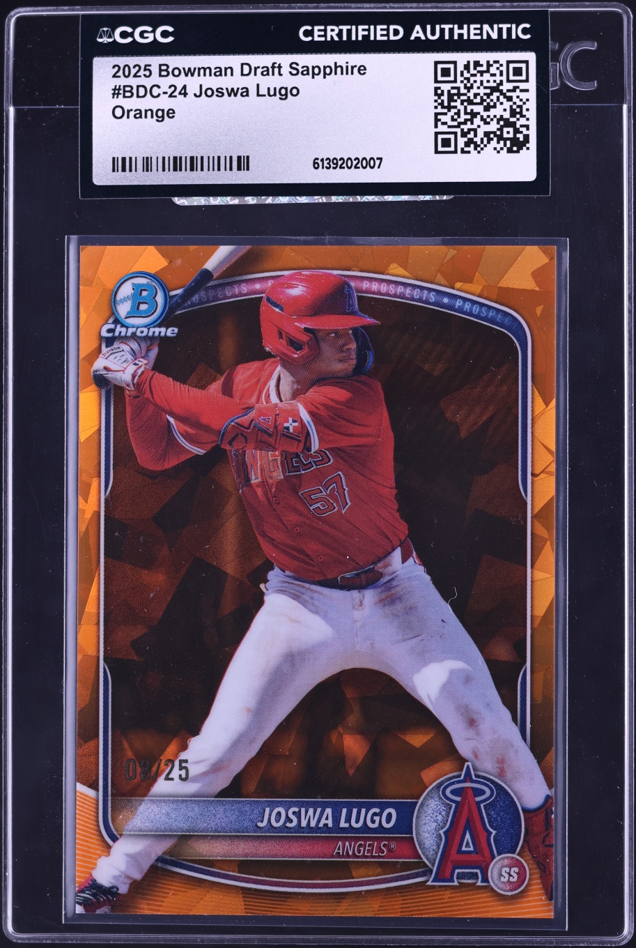 2025 Bowman Chrome Draft Sapphire Orange Joswa Lugo PROSPECT /25 #BDC-24 CGC AUTH