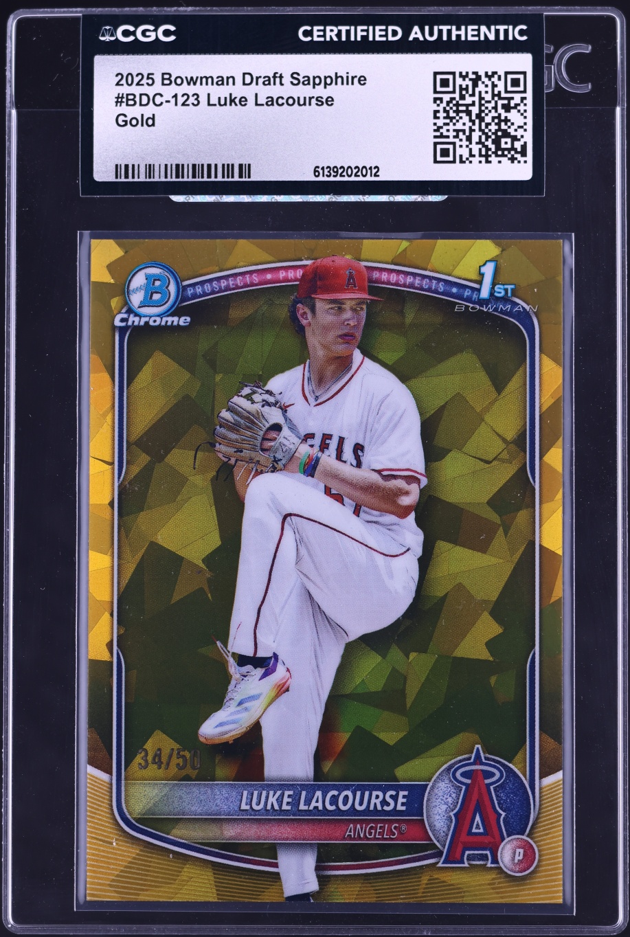 2025 Bowman Chrome Draft Sapphire Gold Luke Lacourse PROSPECT /50 #BDC-123 CGC AUTH