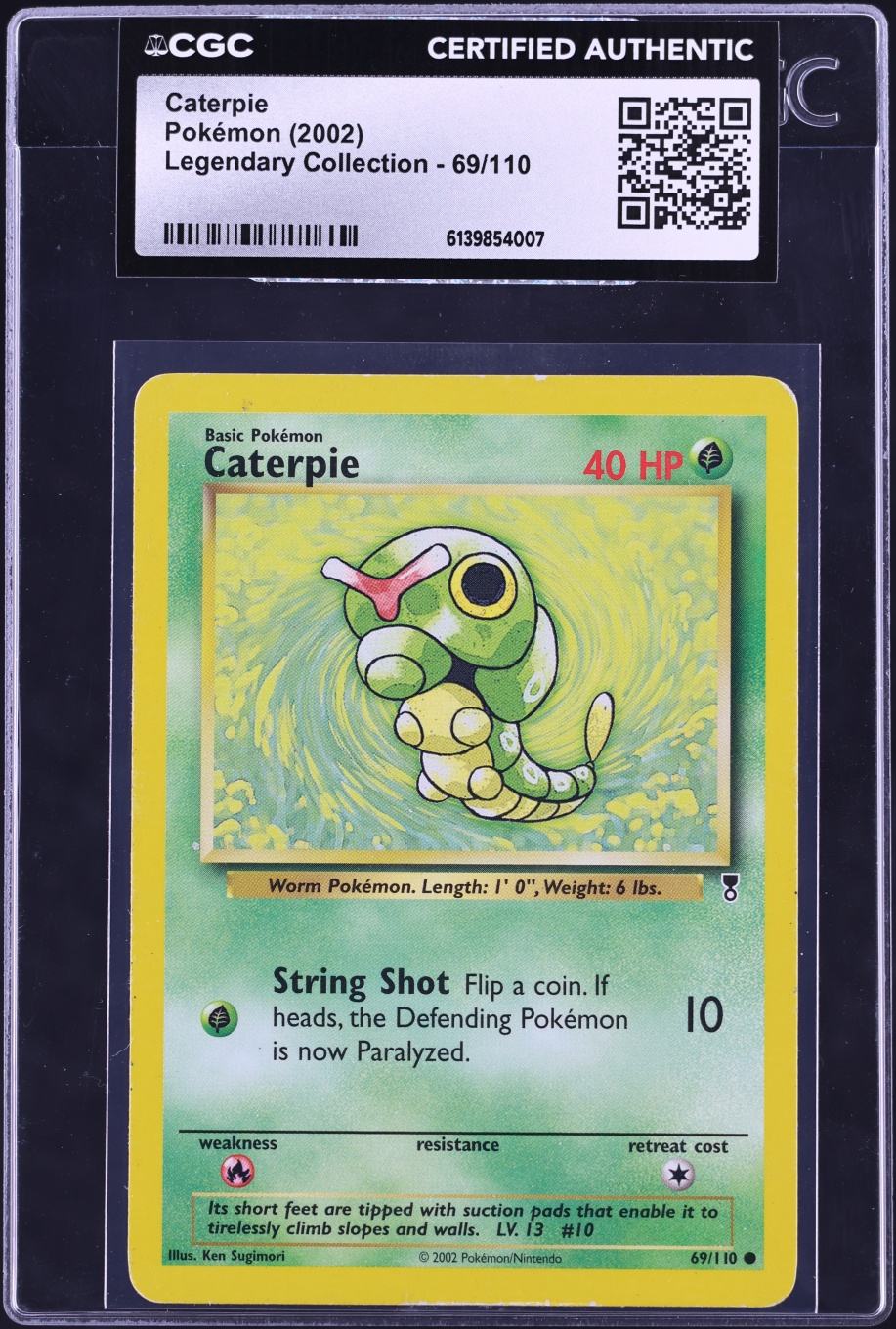 2002 Pokemon Legendary Collection Caterpie #69 CGC AUTH