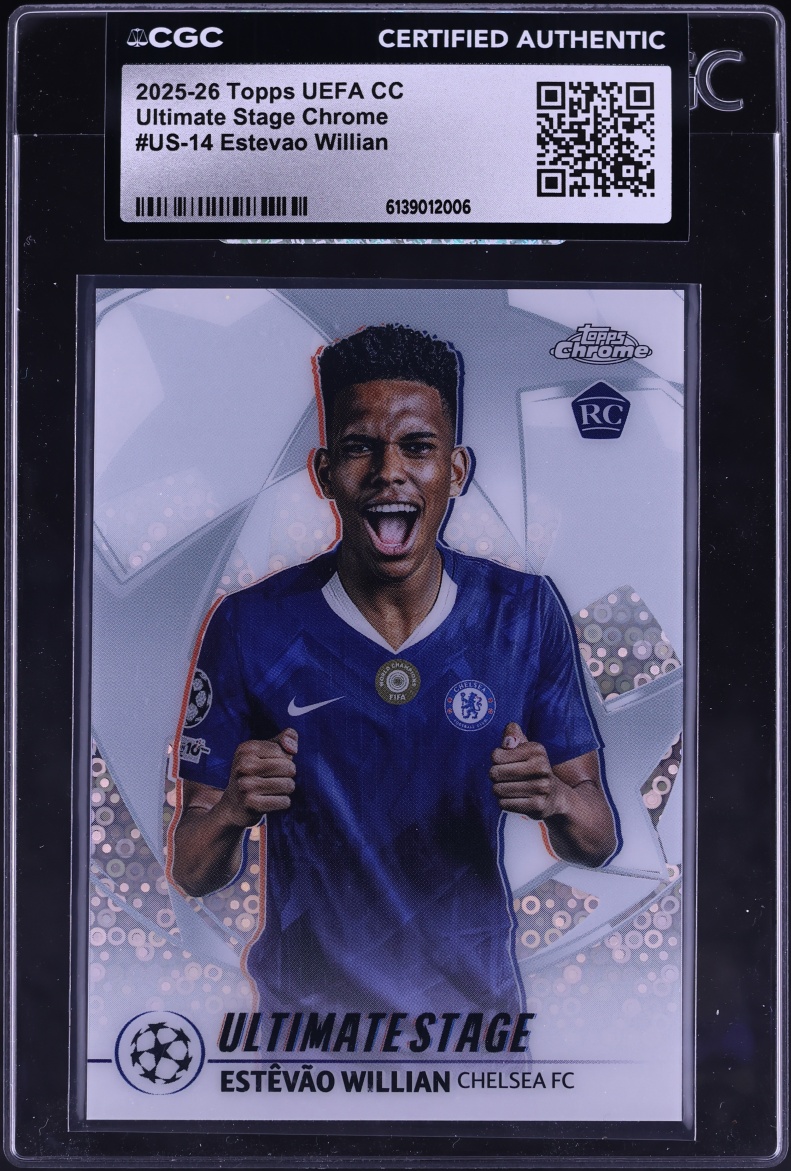 2025 Topps Chrome UEFA Club Competitions Ultimate Stage Estevao Willian ROOKIE #US-14 CGC AUTH