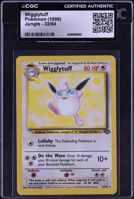 1999 wigglytuff pokemon card 1999 Pokemon Jungle Wigglytuff #32 CGC 9 MINT on Fanatics Collect