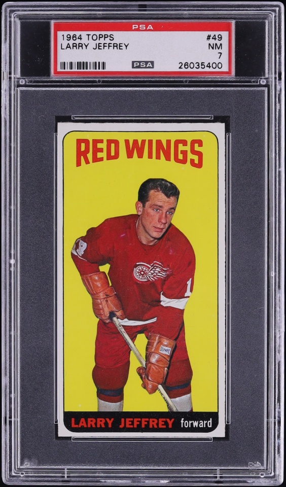 1964 Topps Hockey Larry Jeffrey #49 PSA 7 NRMT
