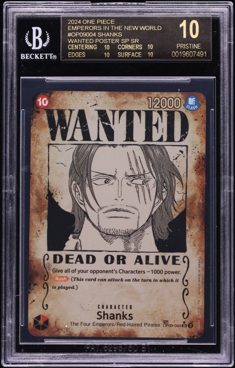 2024 One Piece Emperors In New World Wanted SR SP Alt Art Shanks #OP09-004 BGS 10 BLACK LABEL