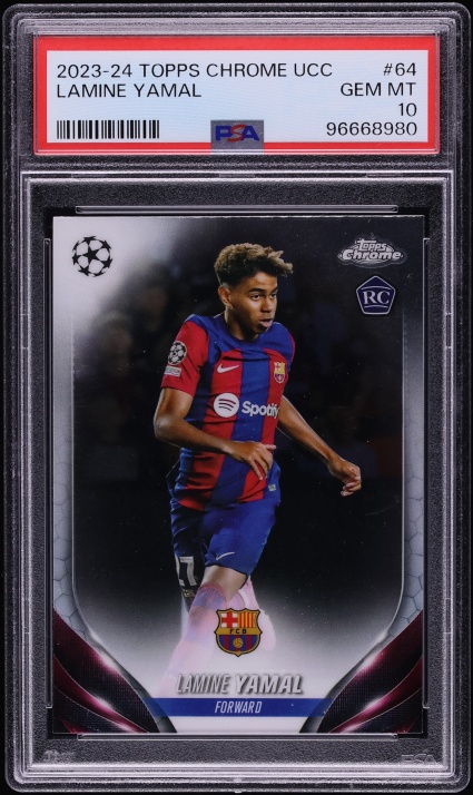 2023 Topps Chrome UEFA Club Competitions Lamine Yamal ROOKIE #64 PSA 10 GEM MINT