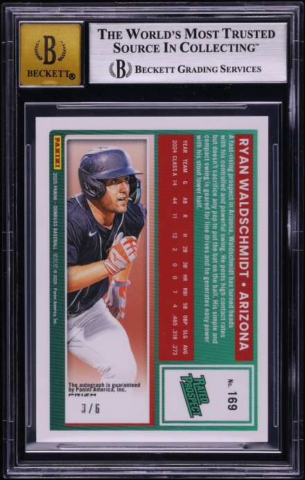 2025 Donruss Optic Rated Prospects Copper Glitter Ryan Waldschmidt ROOKIE AUTO /6 #169 BGS 9