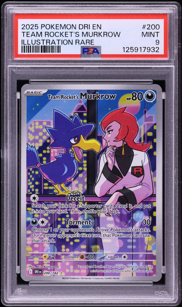 2025 Pokemon Scarlet & Violet Destined Rivals IR Team Rocket's Murkrow #200 PSA 9 MINT