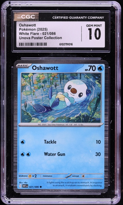 2025 Pokemon Scarlet & Violet White Flare Unova Poster Collection Oshawott #021 CGC 10 GEM MINT