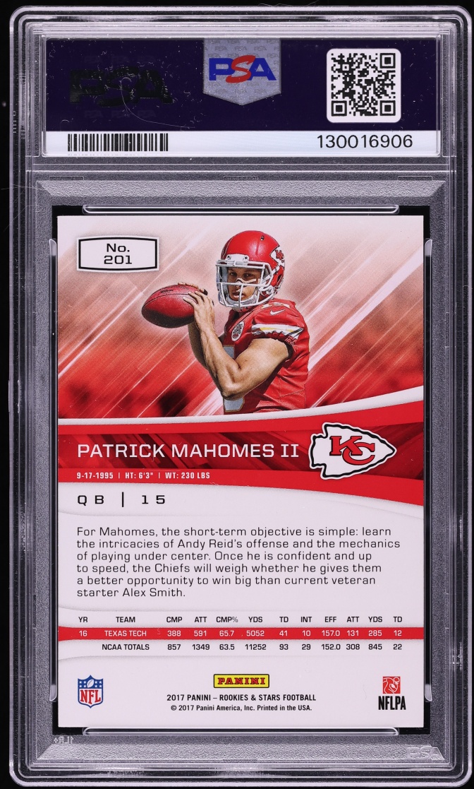 2017 Panini Rookies & Stars Patrick Mahomes II ROOKIE #201 PSA 10 GEM MINT