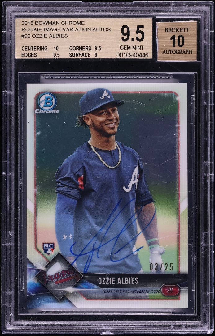2018 Bowman Chrome Image Variation Ozzie Albies ROOKIE AUTO /25 #92 BGS 9.5 GEM MINT