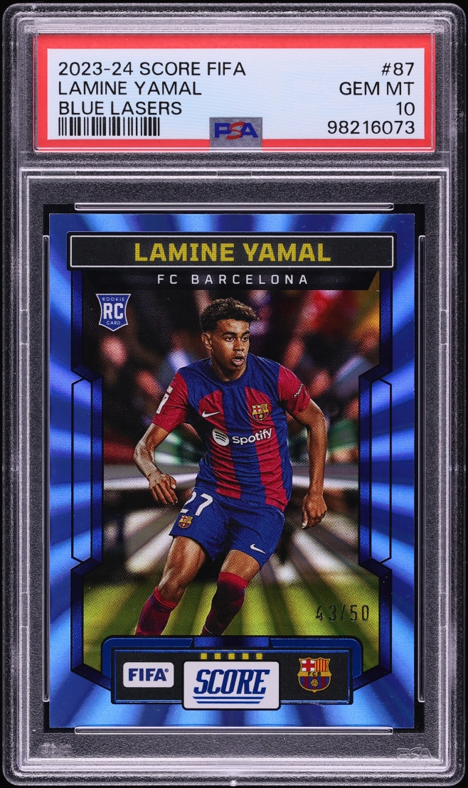 2023 Score FIFA Blue Lasers Lamine Yamal ROOKIE /50 #87 PSA 10 GEM MINT
