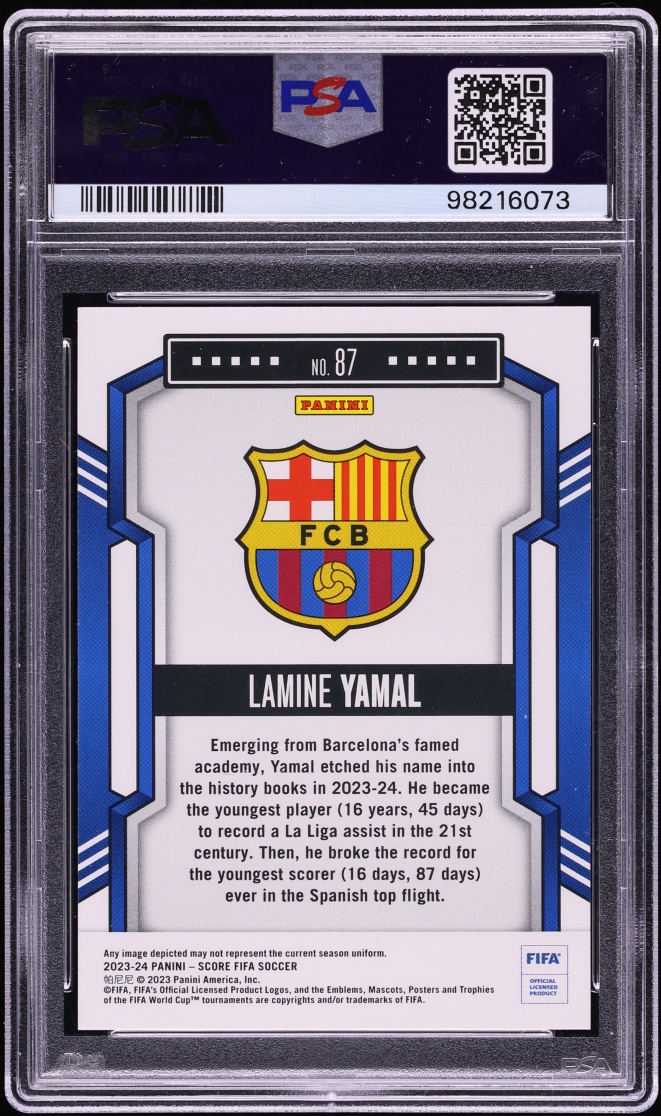 2023 Score FIFA Blue Lasers Lamine Yamal ROOKIE /50 #87 PSA 10 GEM MINT