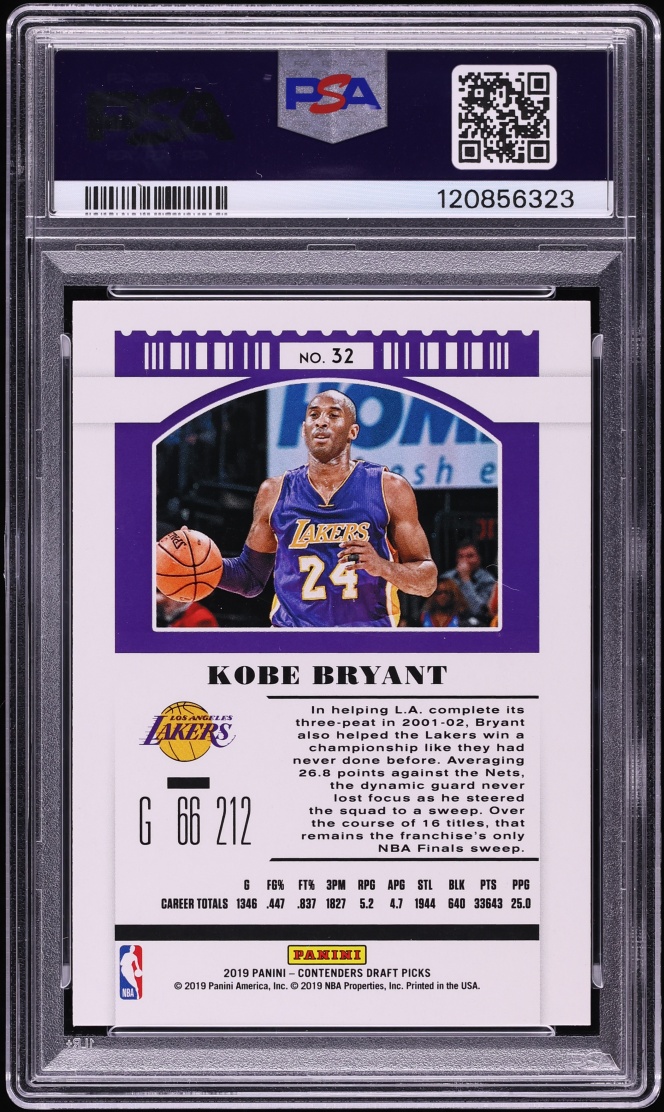 2019 Panini Contenders Draft Picks Draft Blue Foil Kobe Bryant #32 PSA 10 GEM MINT