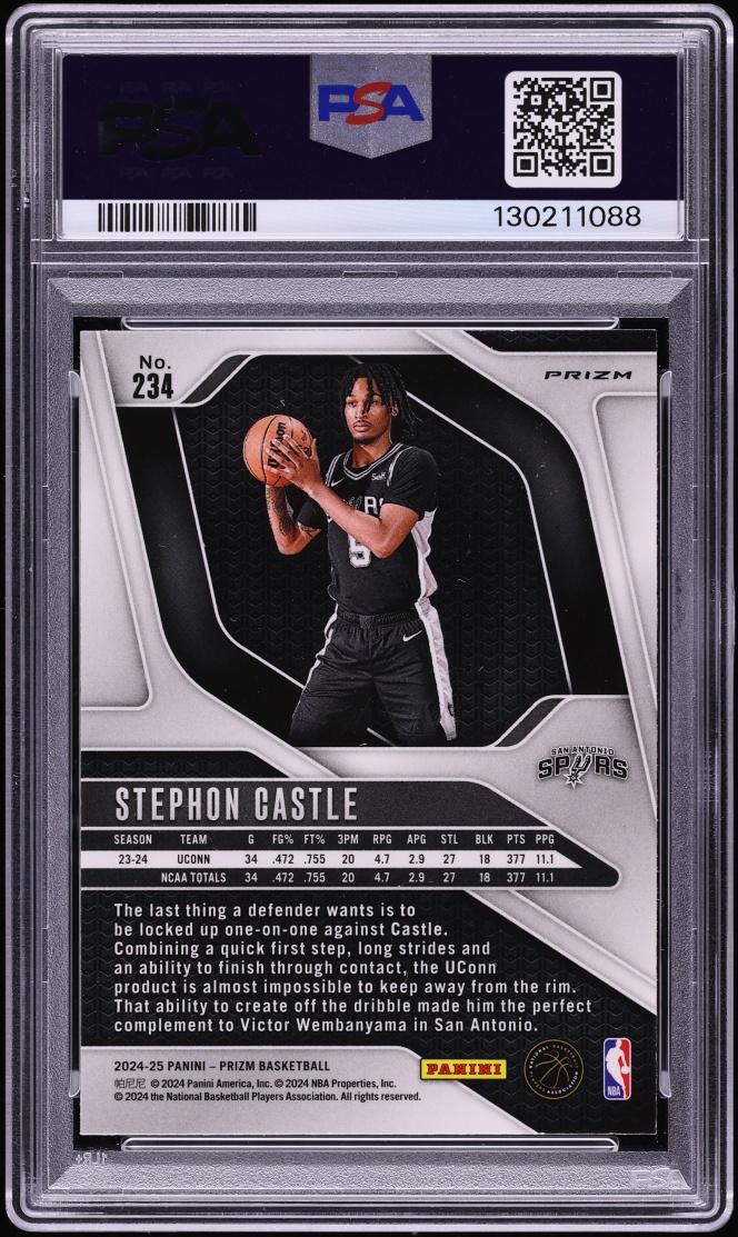 2024 Panini Prizm Silver Stephon Castle ROOKIE #234 PSA 9 MINT