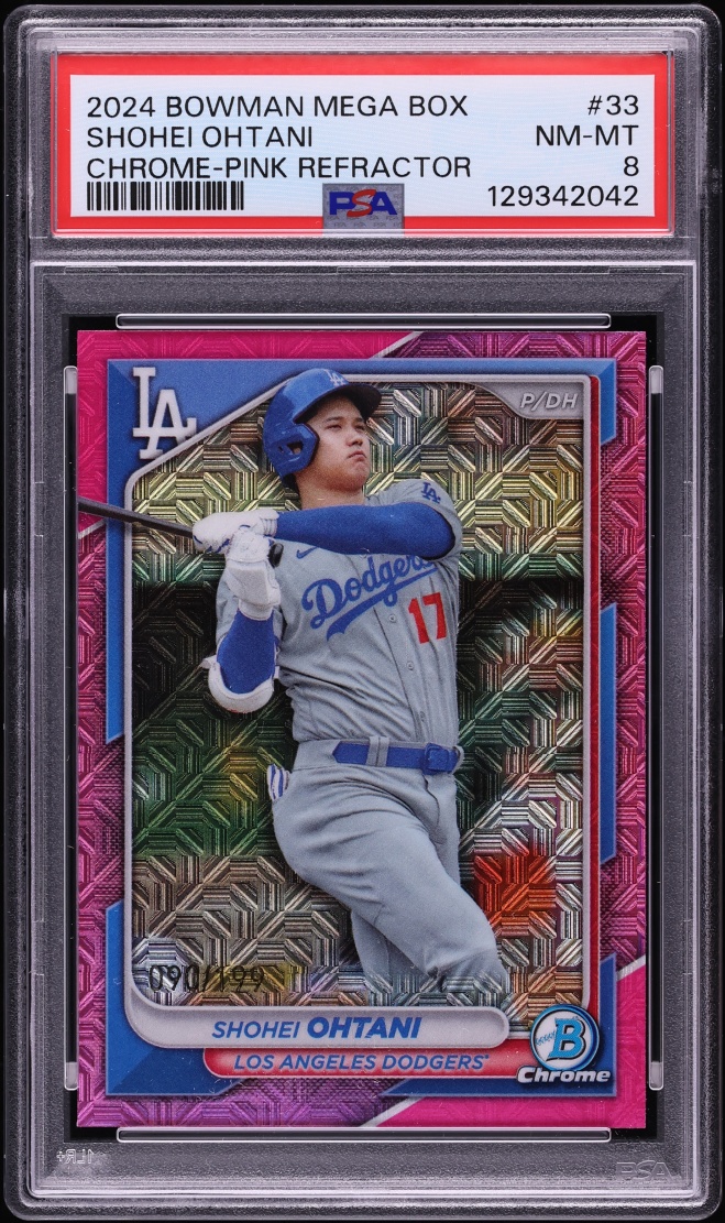 2024 Bowman Chrome Mega Box Pink Refractor Shohei Ohtani /199 #33 PSA 8 NM-MT