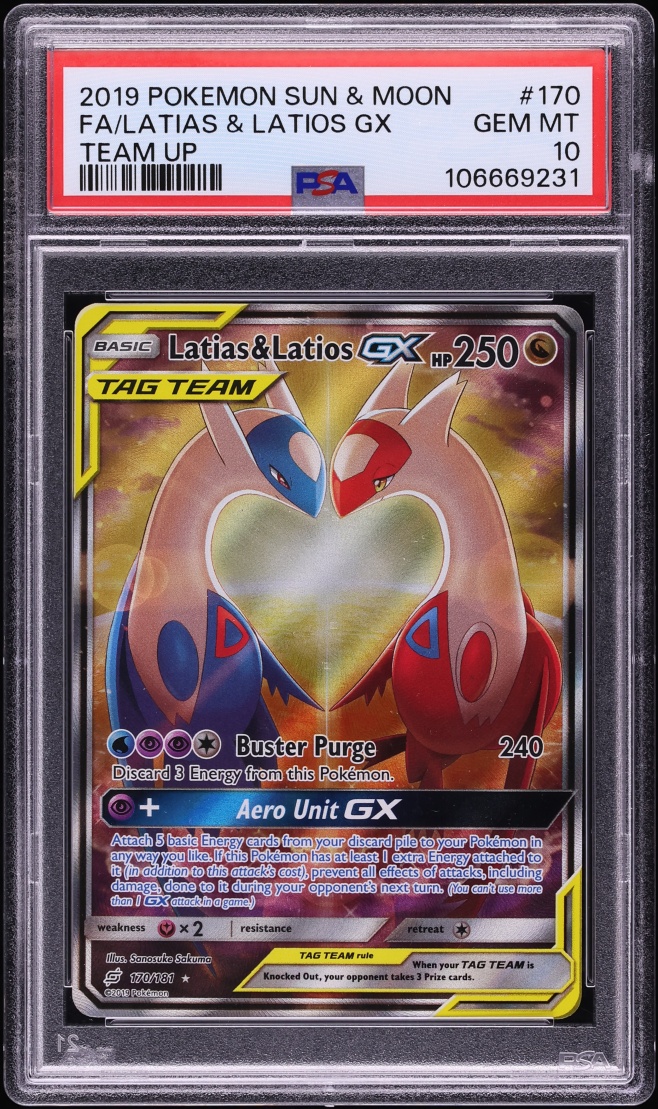 2019 Pokemon Sun & Moon Team Up Full Art Latias & Latios GX #170 PSA 10 GEM MINT