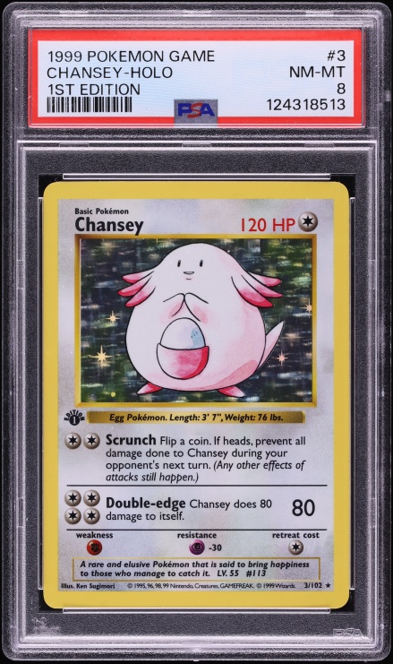 1996 Pokemon Japanese Base Set No Rarity Symbol Holo Chansey #113