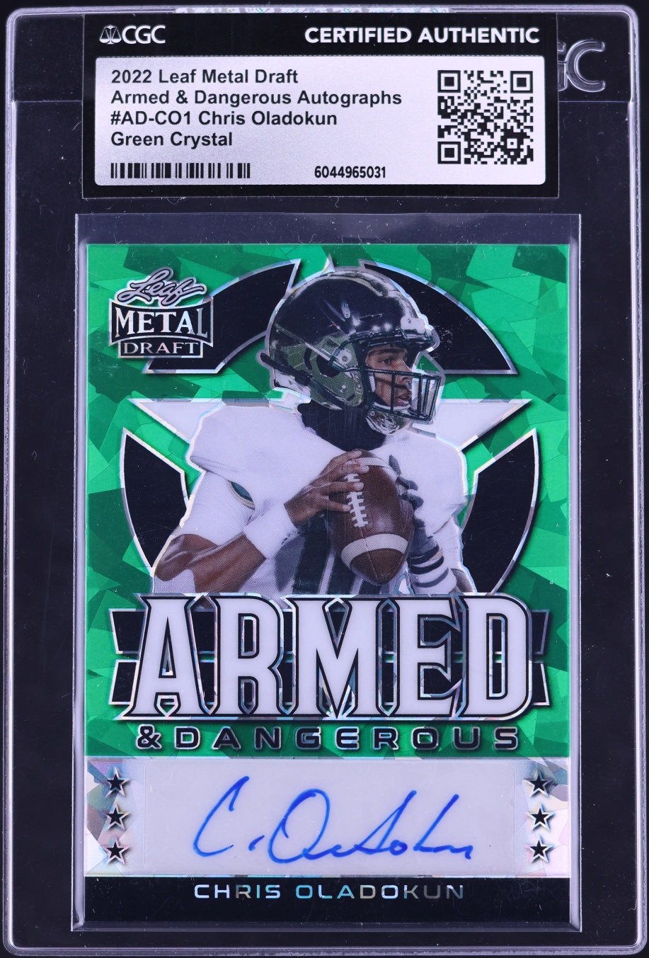 2022 Leaf Metal Draft A&D Green Crystal Chris Oladokun ROOKIE AUTO /5 CGC AUTH