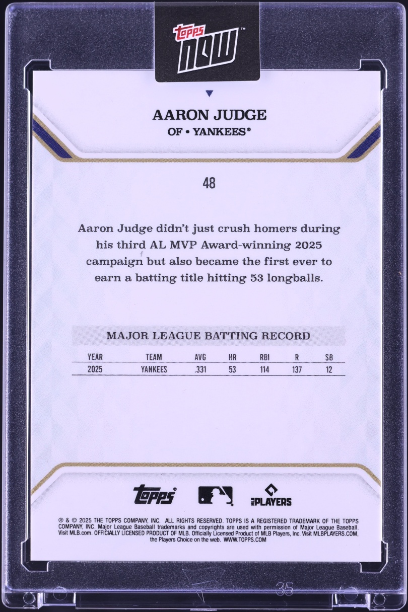 2025 Topps MLB MVP Collection Black Foil Aaron Judge /10 #48