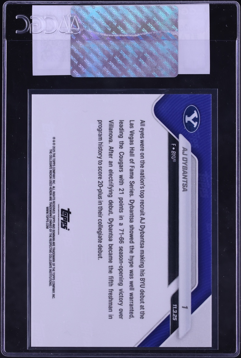 2025 Bowman University Now AJ Dybantsa ROOKIE #1 CGC AUTH