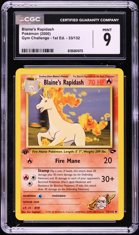2000 Pokemon Gym Challenge 1st Edition Blaine's Rapidash #33 CGC 9 MINT