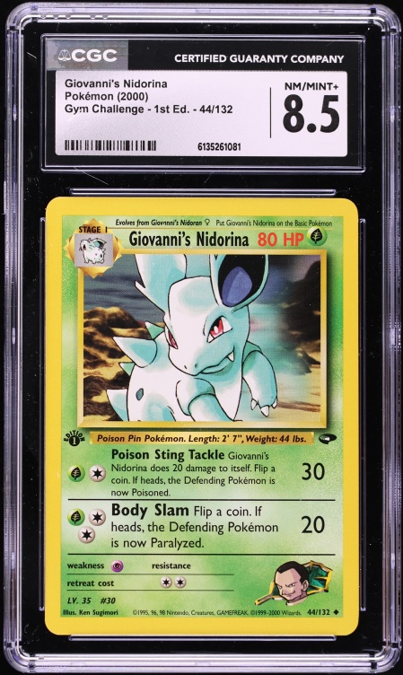2000 Pokemon Gym Challenge 1st Edition Giovanni's Nidorina #44 CGC 8.5 NM-MT+