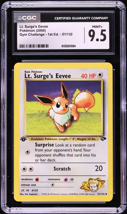 2000 Pokemon Gym Challenge 1st Edition Lt. Surge's Eevee #51 CGC 9.5 MINT+