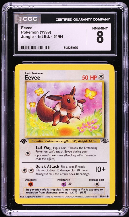 1999 Pokemon Jungle 1st Edition Eevee #51 PSA 10 GEM MINT on