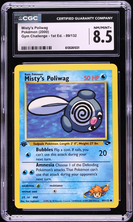 2000 Pokemon Gym Challenge 1st Edition Misty's Poliwag #89 CGC 8.5 NM-MT+