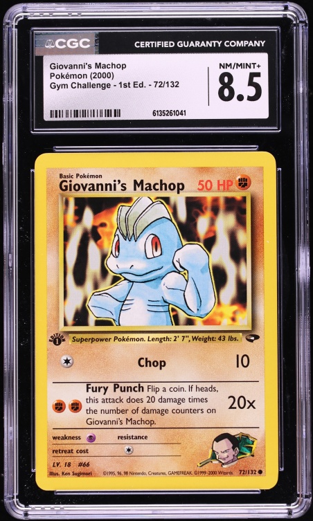 2000 Pokemon Gym Challenge 1st Edition Giovanni's Machop #72 CGC 8.5 NM-MT+