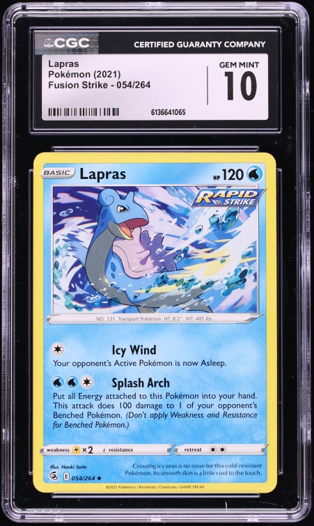 2021 Pokemon Sword & Shield Fusion Strike Lapras #054 CGC 10 GEM MINT
