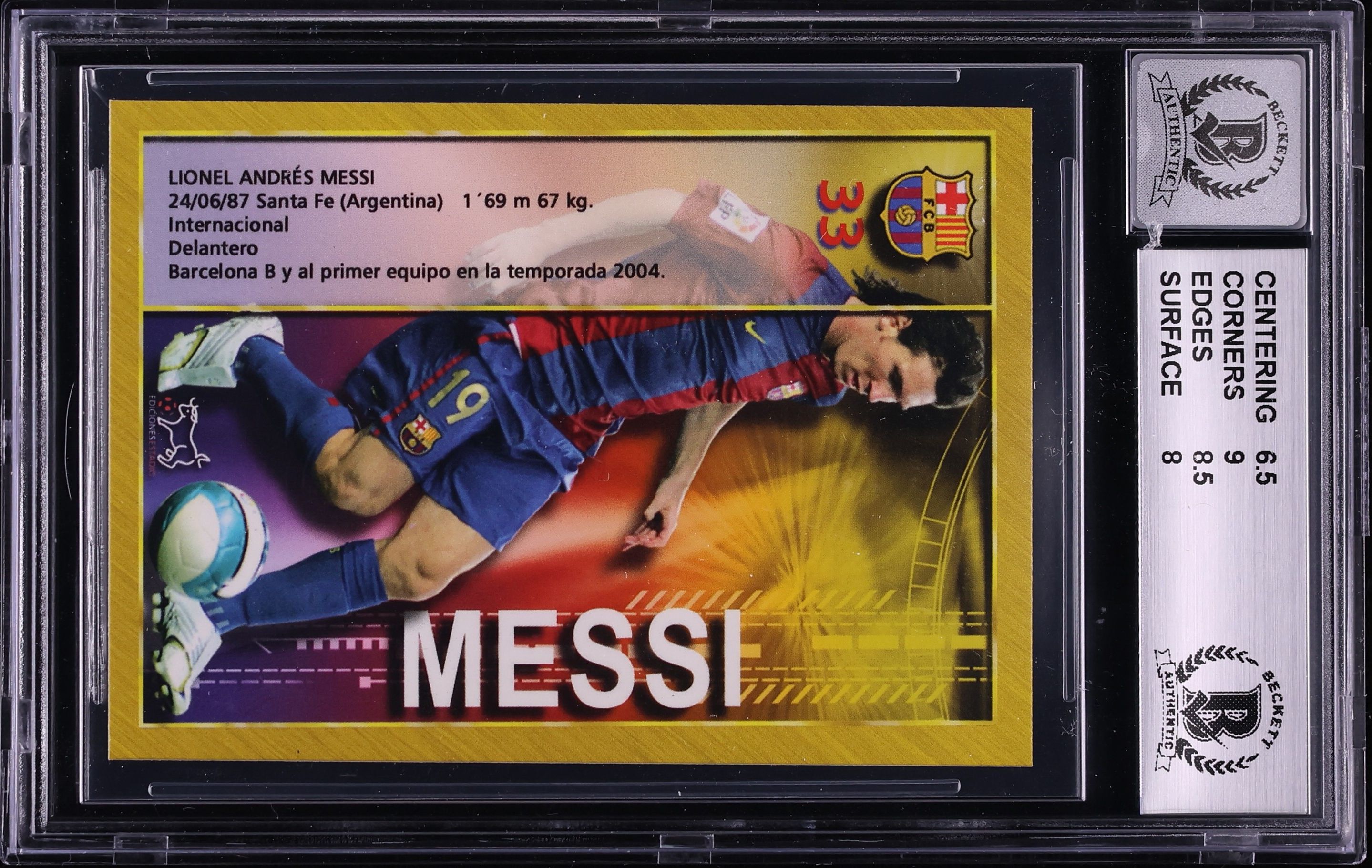 2007 Ediciones Estadio La Liga Lionel Messi ROOKIE AUTO #33 BGS 7